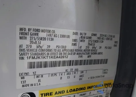 2019 Ford Expedition Max Limited from USA, damaged, VIN 1FMJK1KT1KEA42612